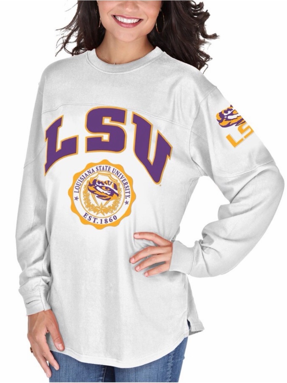 LSU Louisiana State University Long Sleeve Oversized Tee